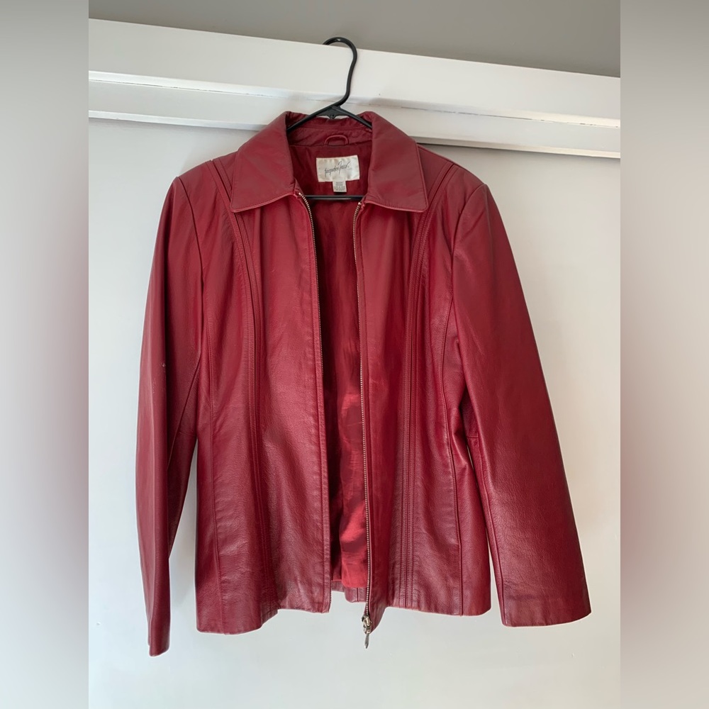 Jacqueline Ferrar red thick genuine leather jacket